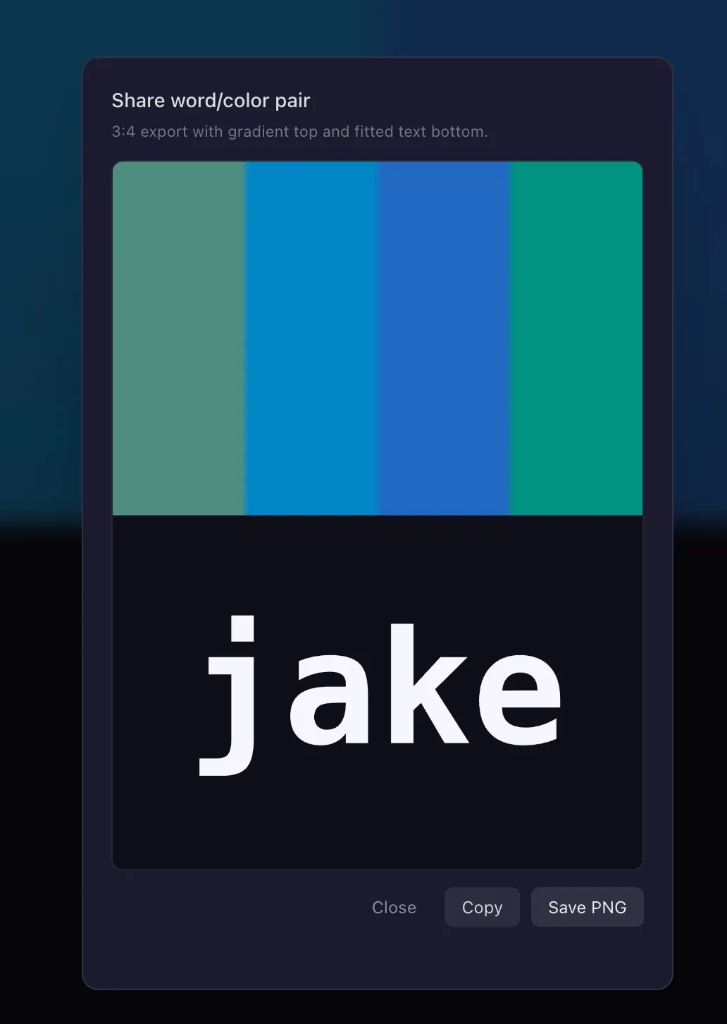 Old Synesthesia Visualizer share modal